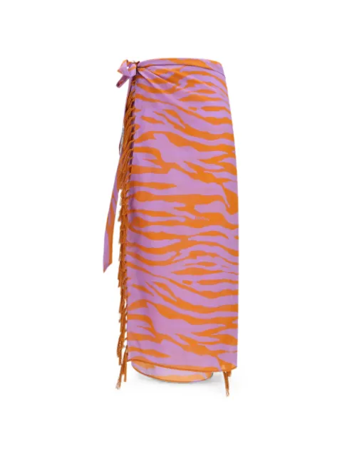 The Attico falda con animal print y flecos