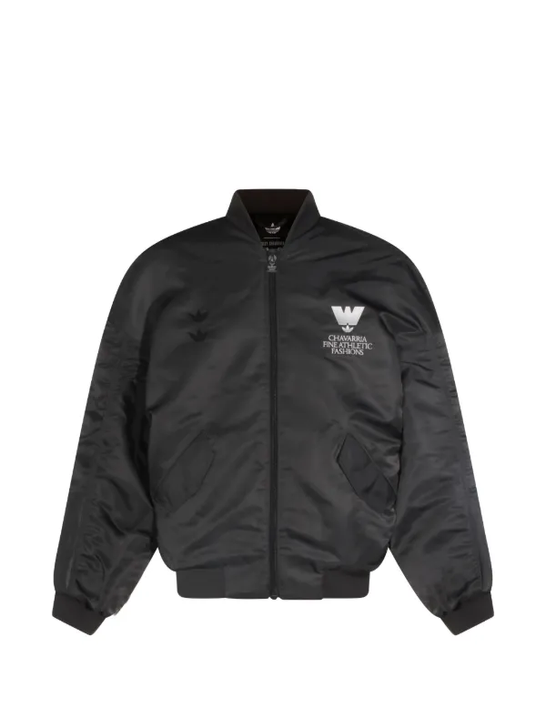 Adidas x Willy Chavaria ロゴ刺しゅうボンバージャケット | ブラック
