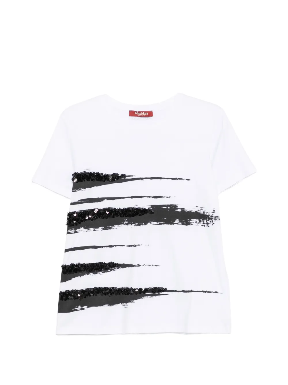 Max Mara sequin-embellished graphic-print T-shirt - Bianco
