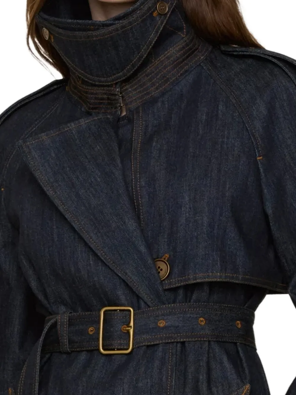 Burberry Fitzrovia denim jack met dubbele rij knopen Blauw