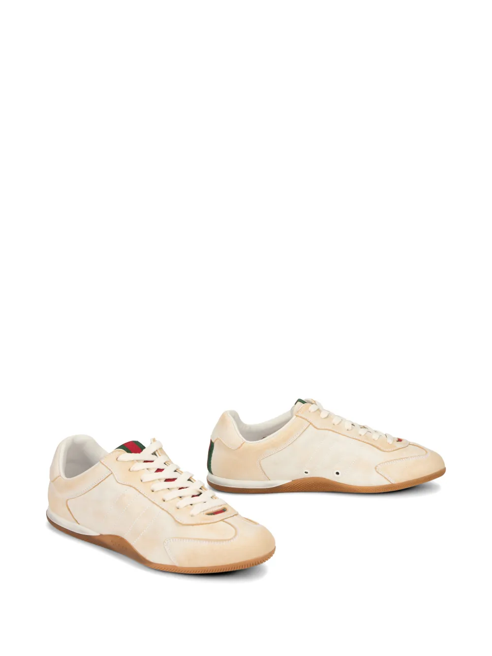 Gucci Shift lace-up leather sneakers Beige