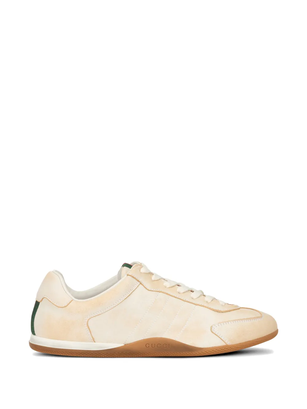 Gucci Shift lace-up leather sneakers Beige