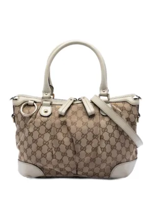 【希少】GUCCI クリーム サテン パーティーバッグ Gucci Pre-Owned 2016-2026 GGキャンバス スーキー サッチェルバッグ