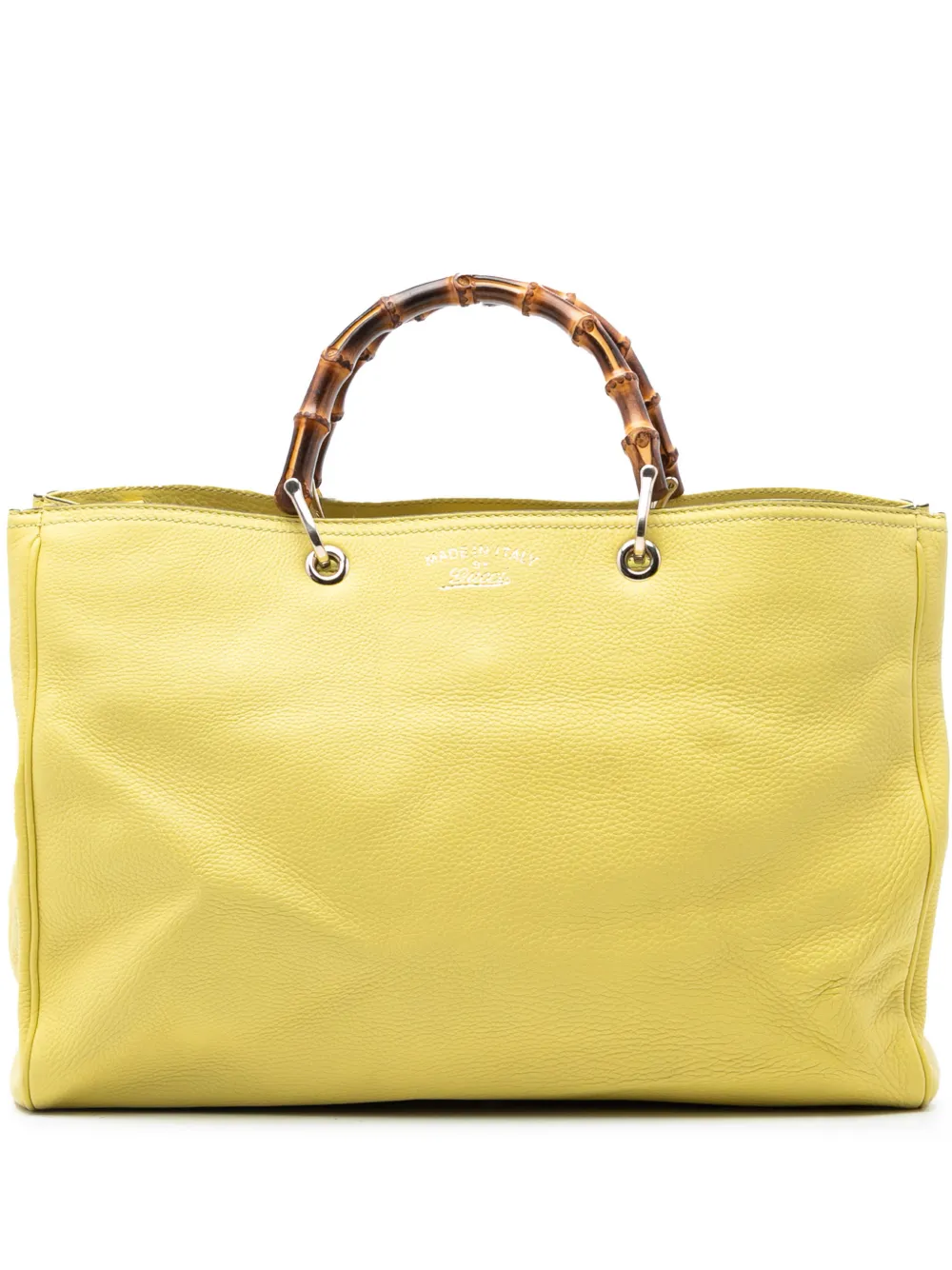 Gucci Pre-Owned 2016-2026 Large Calfskin Bamboo Shopper satchel - Giallo