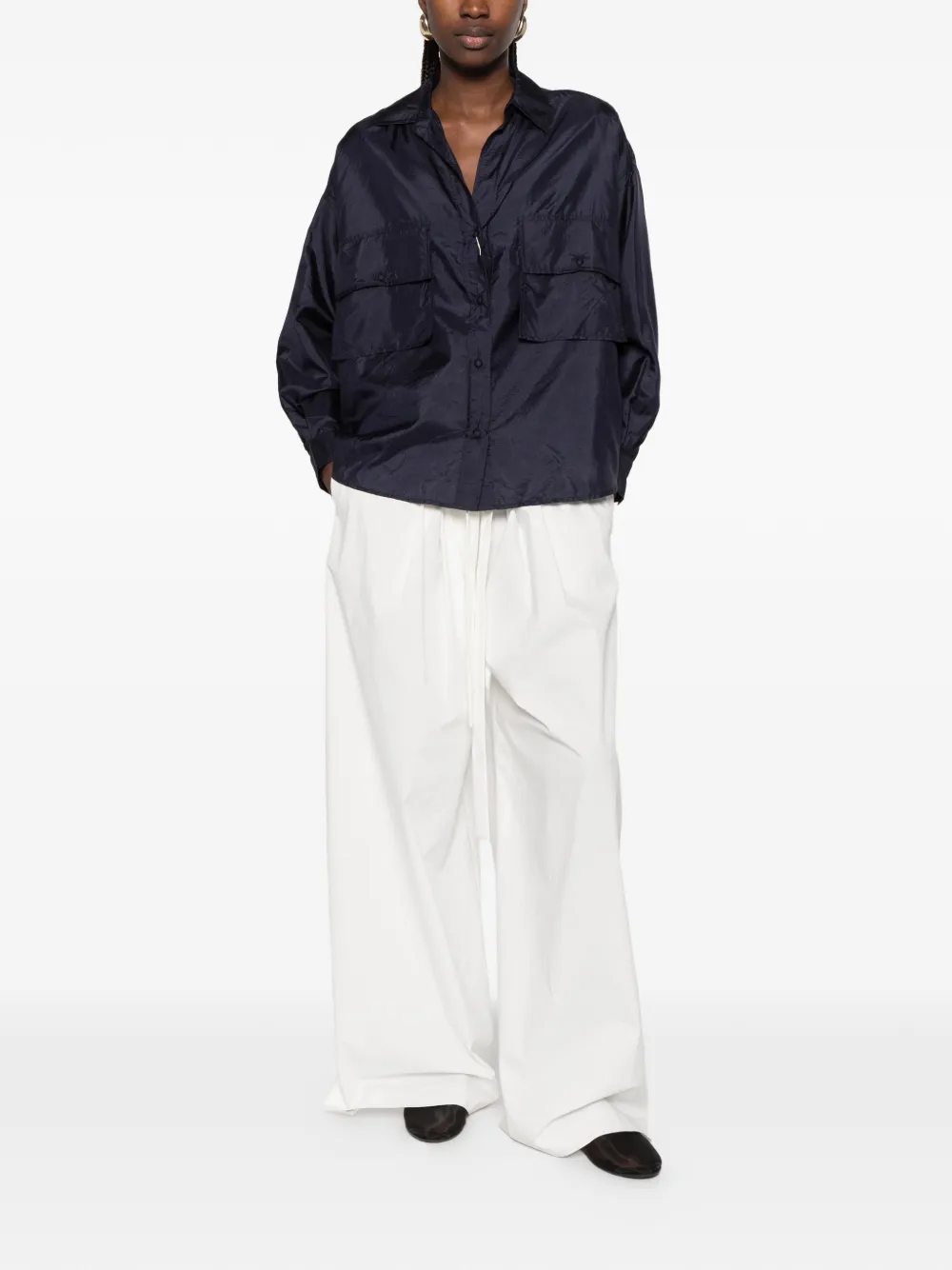 MOMONÌ Pitanga blouse met borstzak Blauw