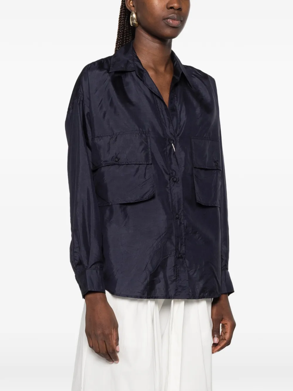 MOMONÌ Pitanga blouse met borstzak Blauw