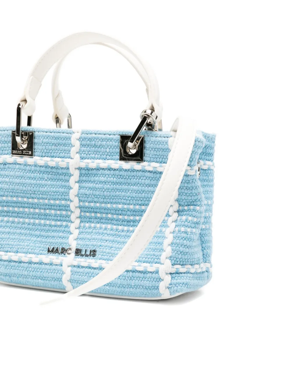 Marc Ellis Woven Tote Bag With Check Pattern In Blue