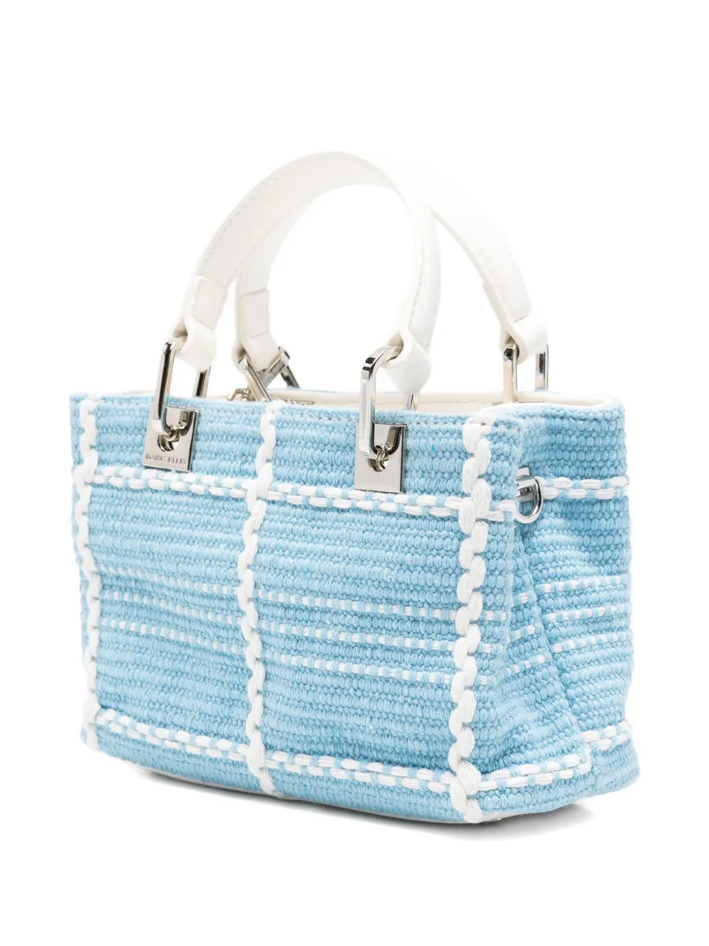 Marc Ellis Woven Tote Bag With Check Pattern In Blue