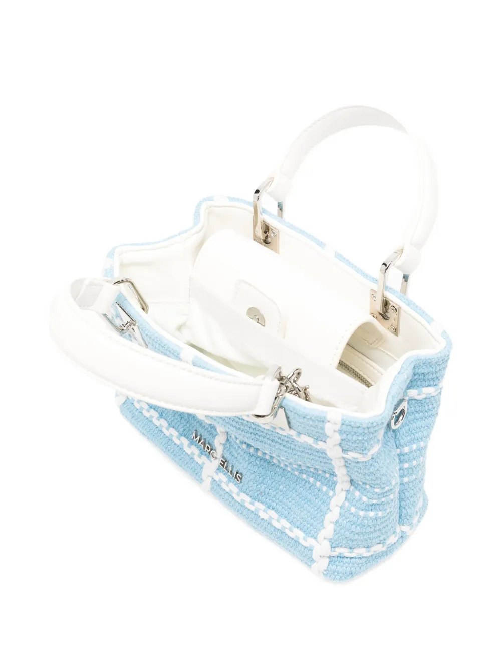 Marc Ellis Woven Tote Bag With Check Pattern In Blue