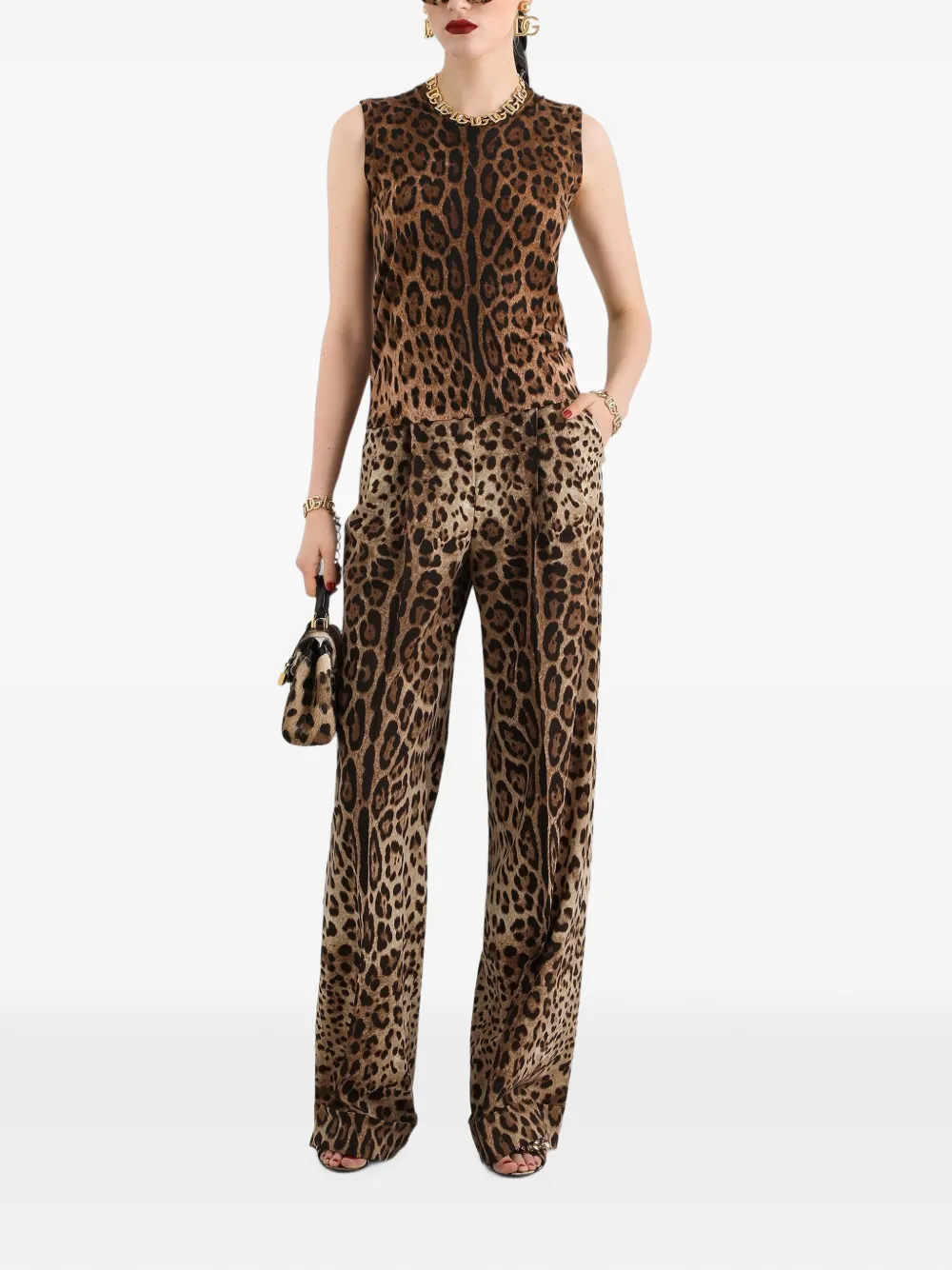 Dolce & Gabbana Wollen top met luipaard-print Beige
