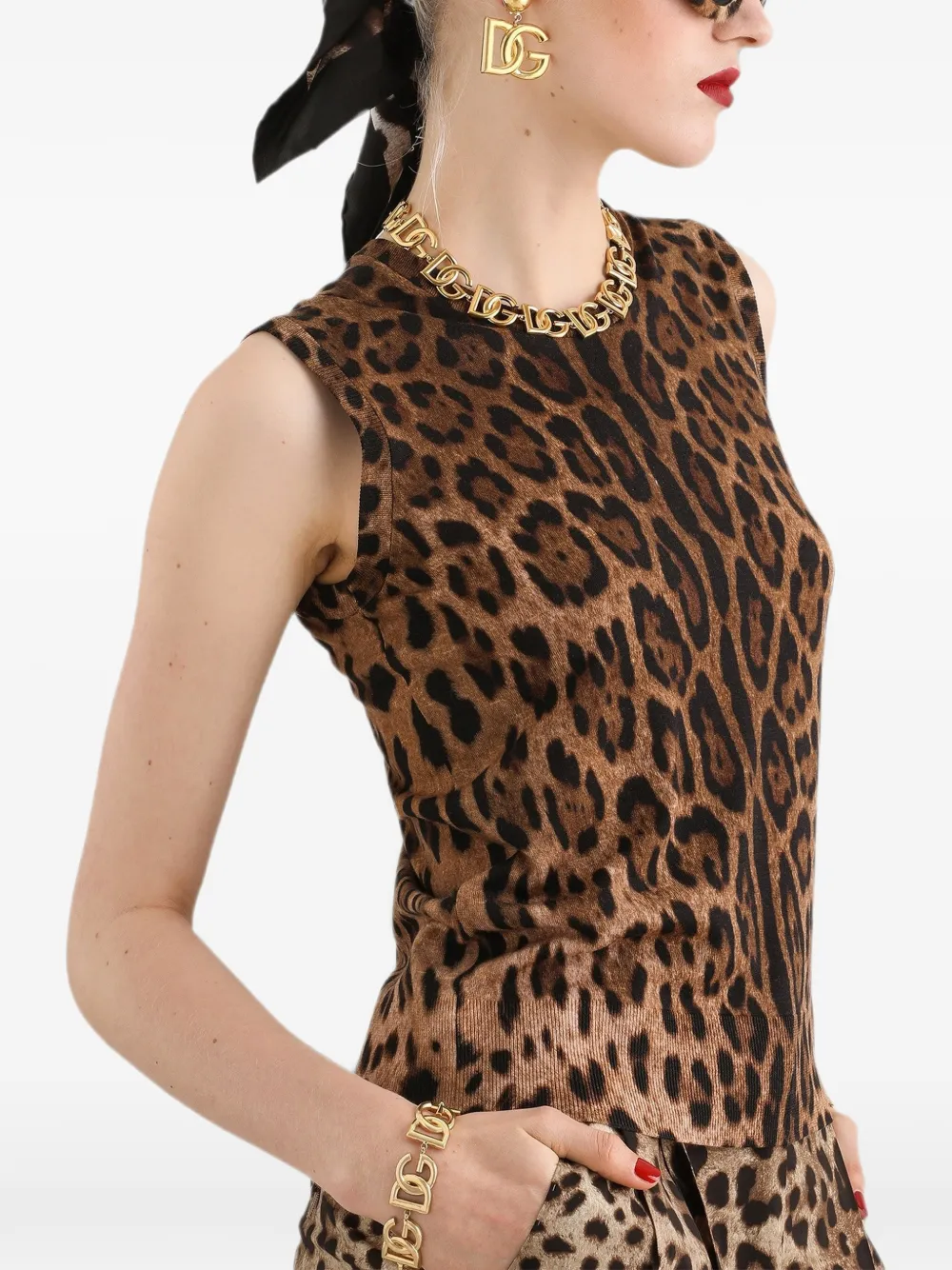 Dolce & Gabbana Wollen top met luipaard-print Beige