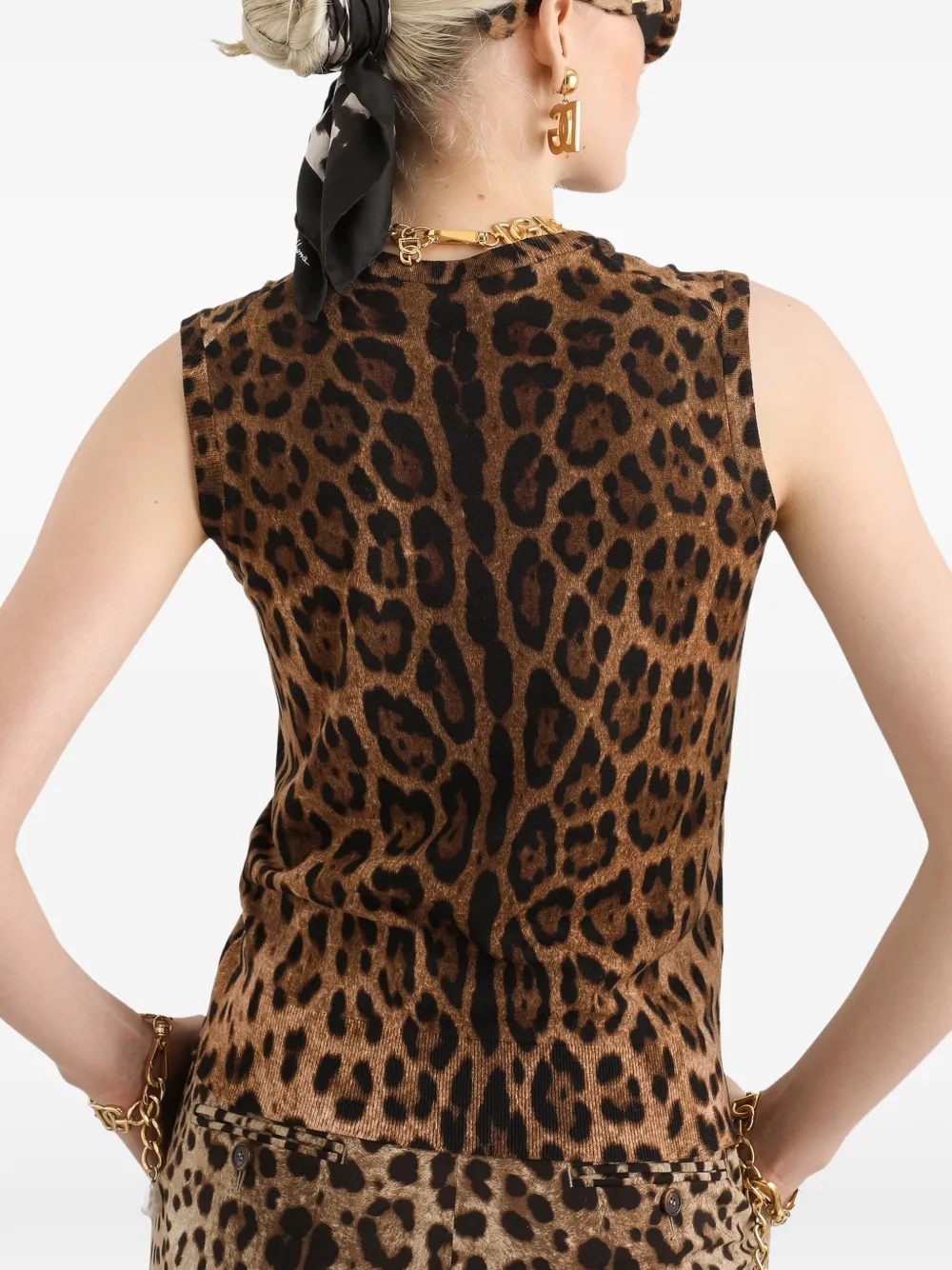 Dolce & Gabbana Wollen top met luipaard-print Beige