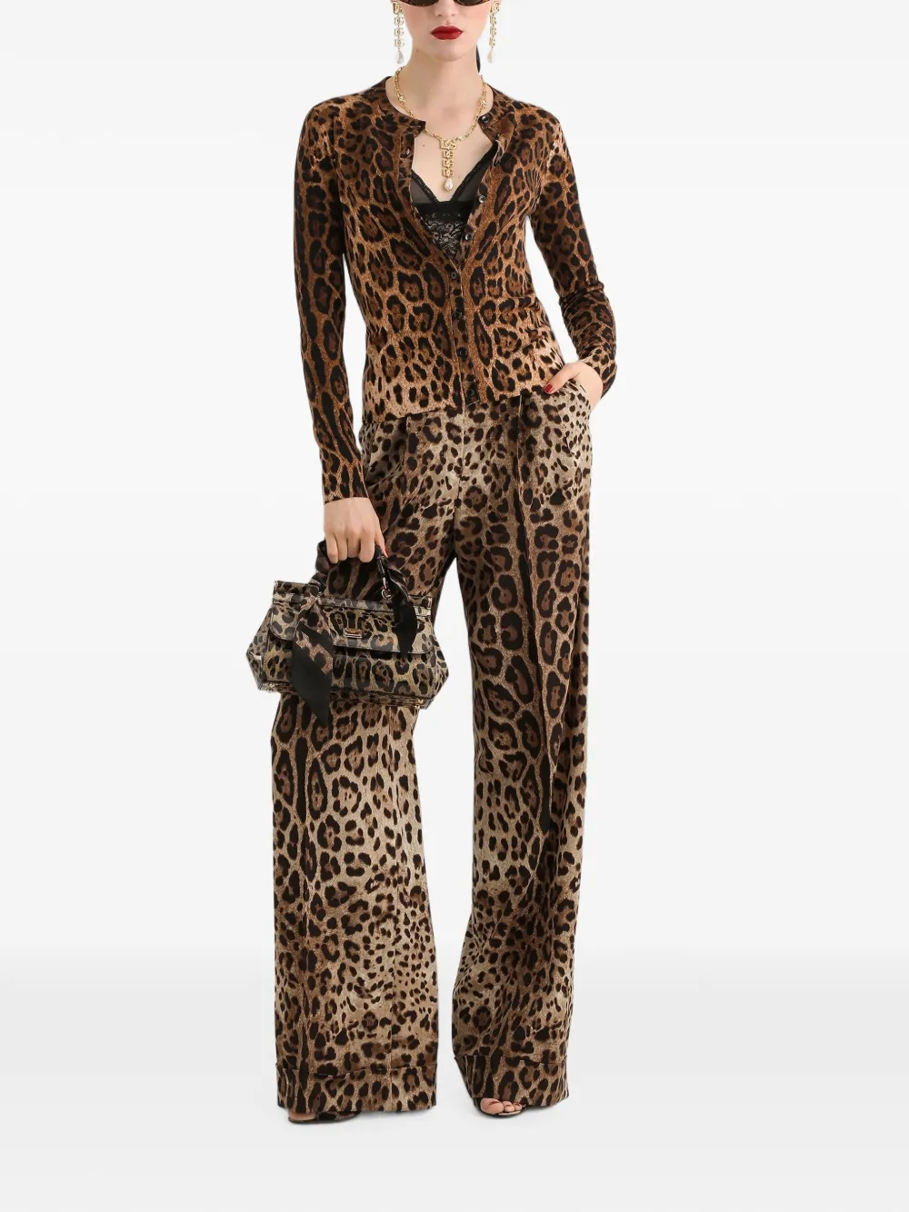 Dolce & Gabbana Wollen vest met luipaard-print Beige