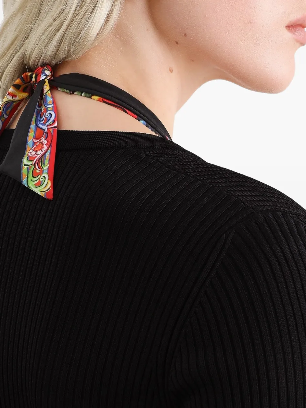 Dolce & Gabbana Viscose ribgebreid vest Zwart