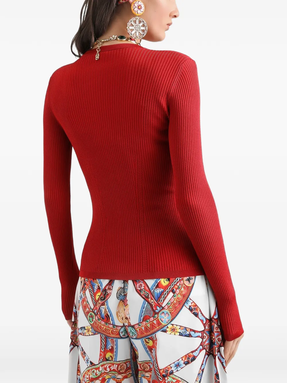 Dolce & Gabbana Viscose ribgebreid vest Rood