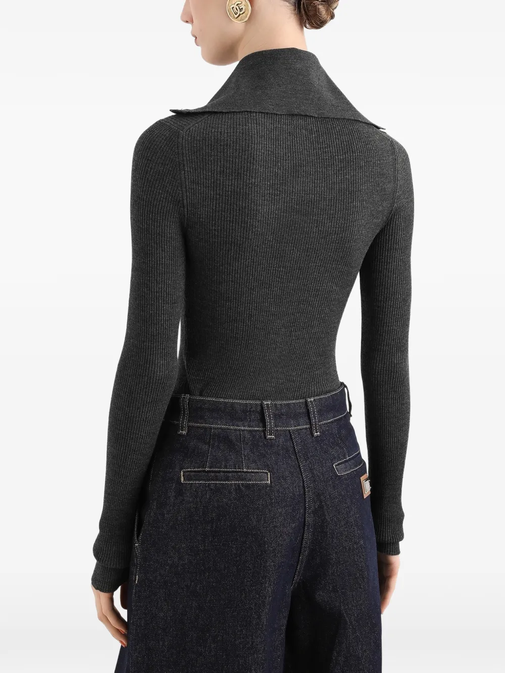 Dolce & Gabbana Geribbeld wollen vest Grijs