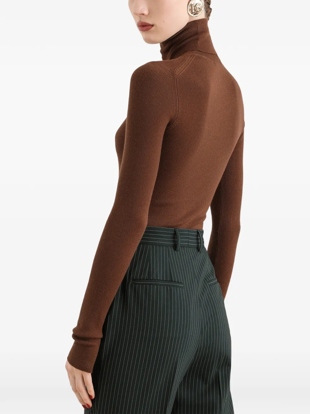 Dolce & Gabbana Geribbelde kasjmier pullover met col Bruin