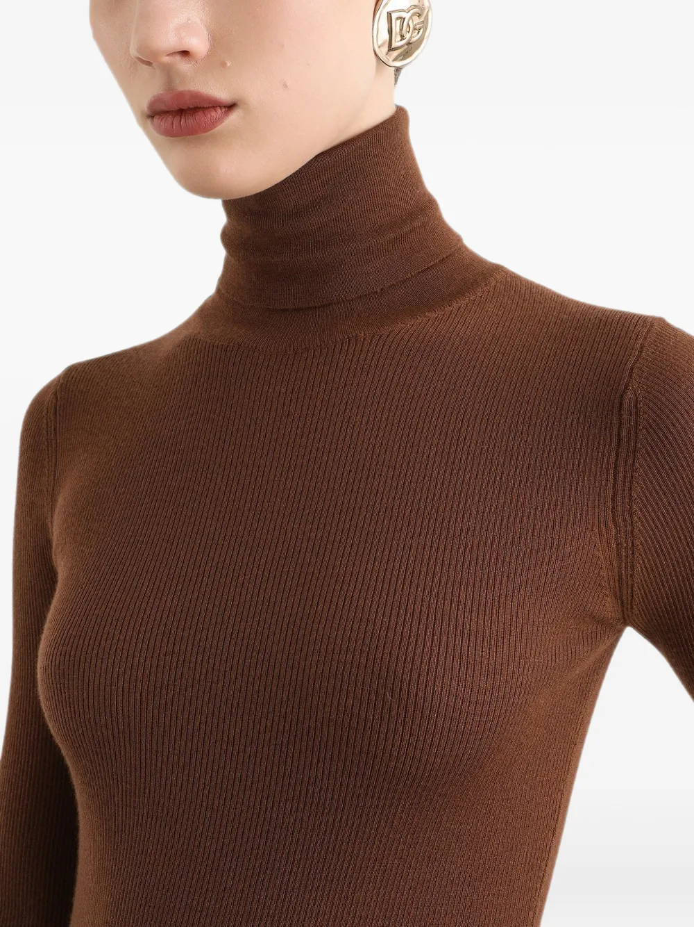 Dolce & Gabbana Geribbelde kasjmier pullover met col Bruin