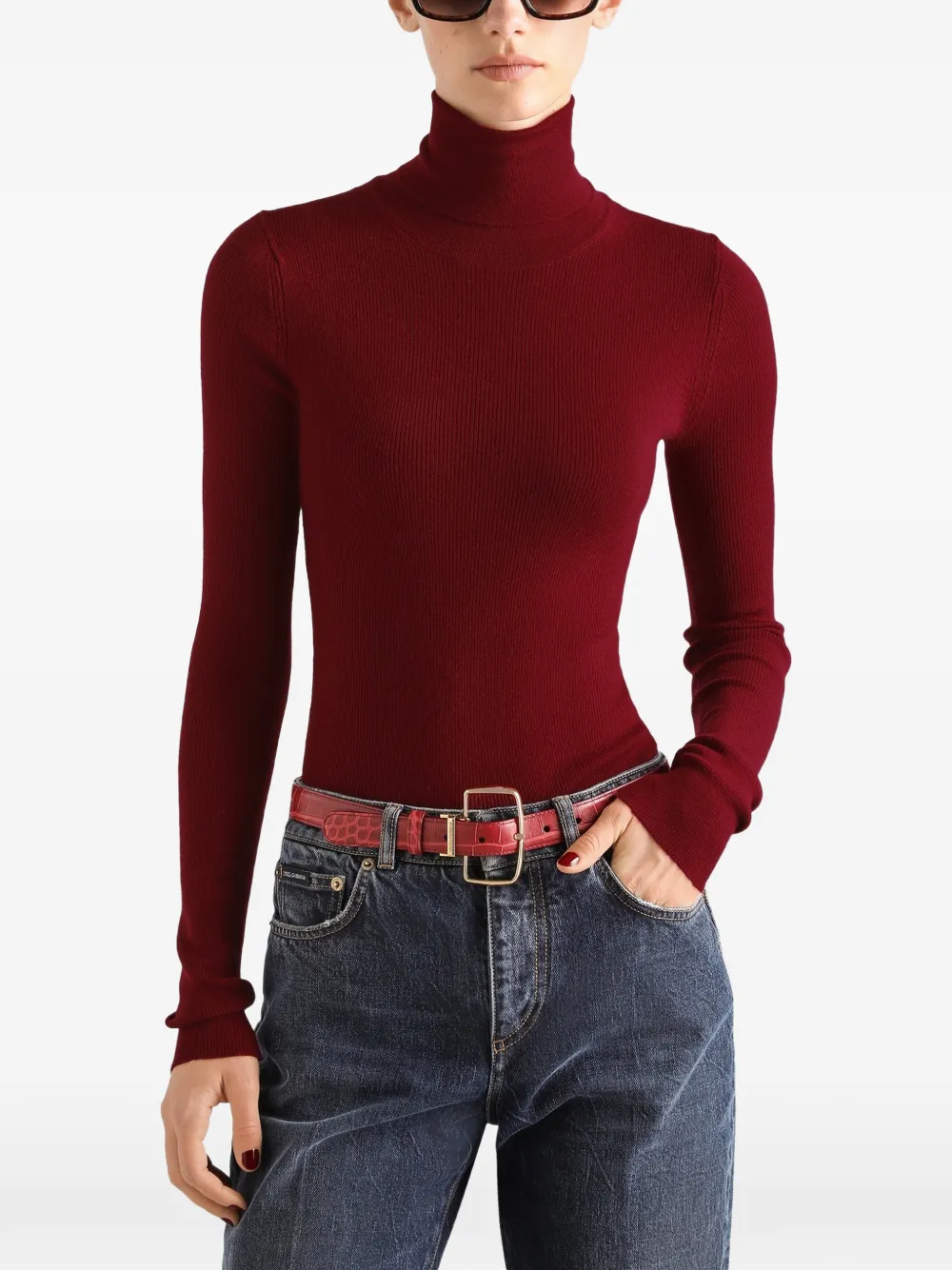 Dolce & Gabbana Geribbelde kasjmier pullover met col Rood