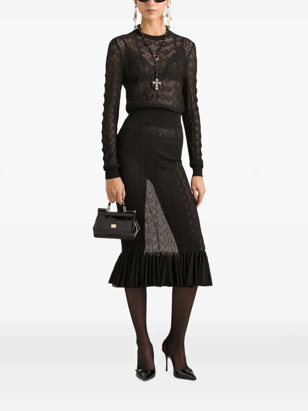 Dolce & Gabbana Trui met kant Zwart