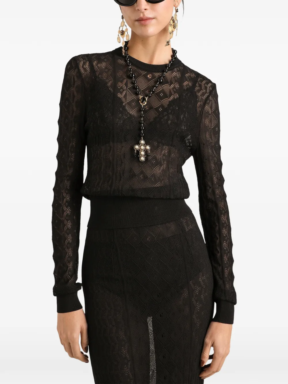 Dolce & Gabbana Trui met kant Zwart