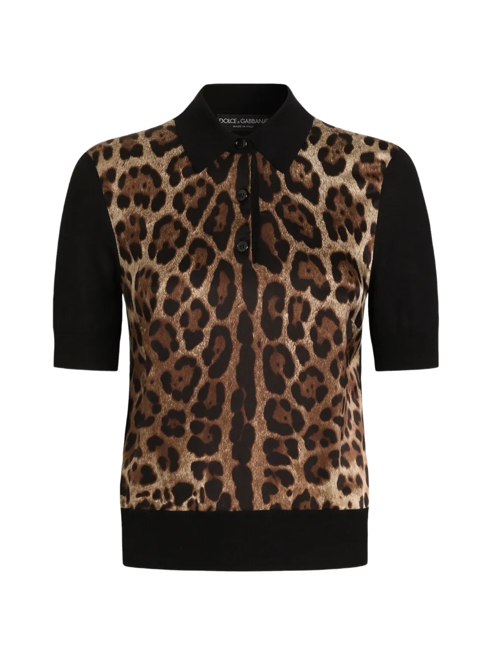 Dolce & Gabbana Maglione stile polo in lana con stampa - Toni neutri