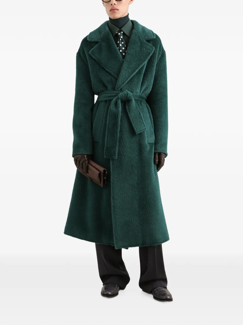 Dolce & Gabbana Alpaca jas met enkele rij knopen Groen