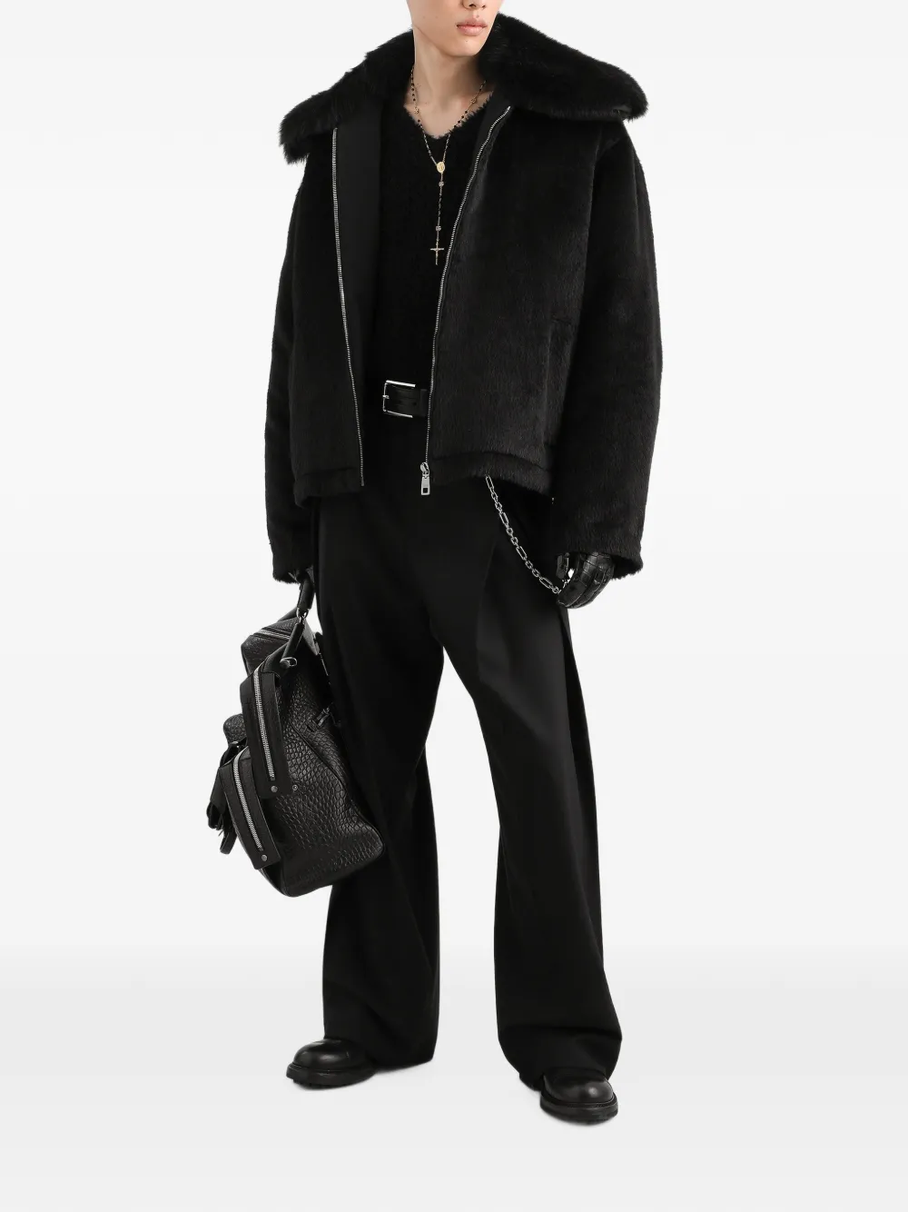 Dolce & Gabbana Alpaca gewatteerd jack Zwart