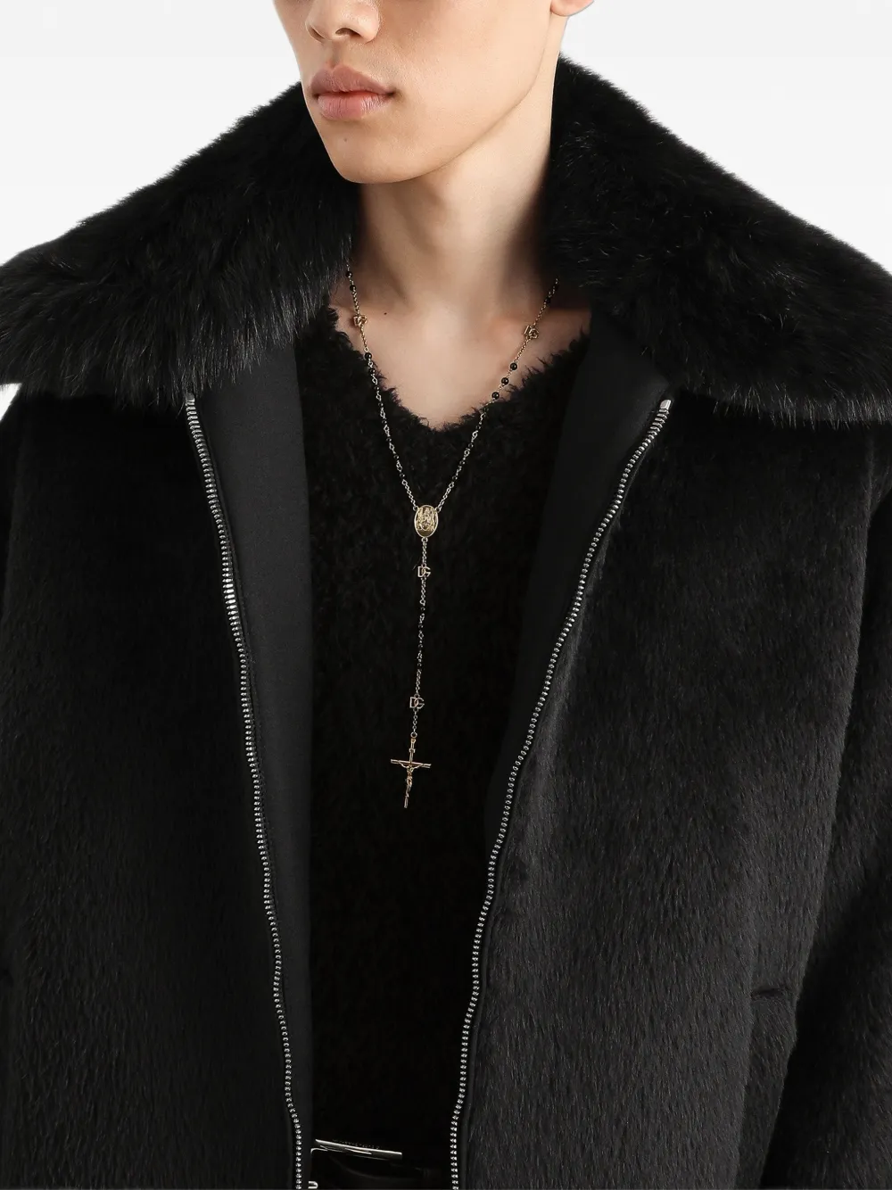 Dolce & Gabbana Alpaca gewatteerd jack Zwart