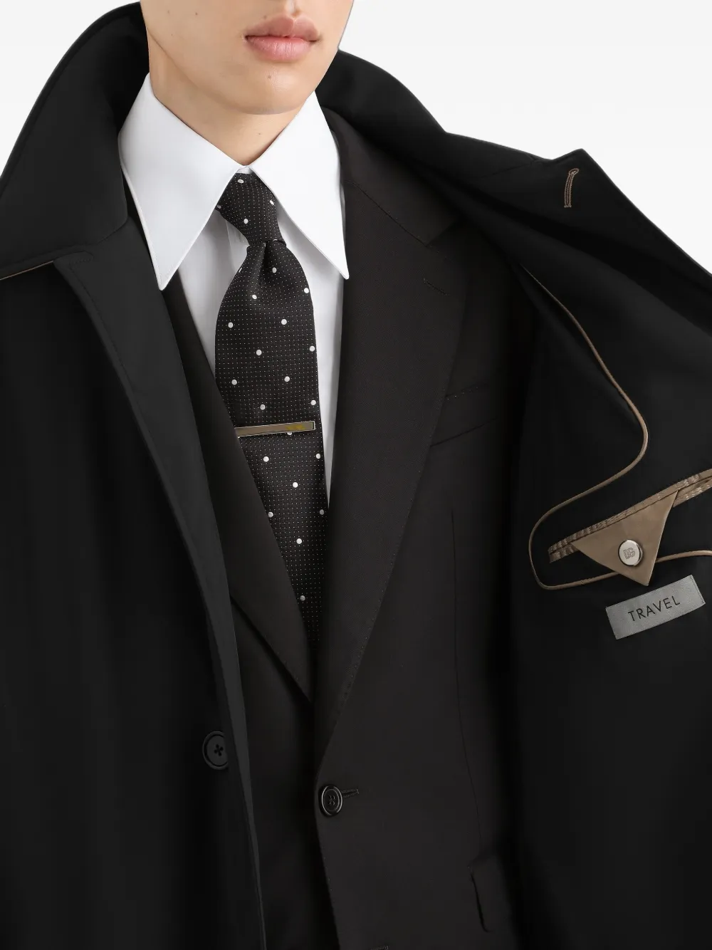 Dolce & Gabbana Nylon trenchcoat met enkele rij knopen Zwart