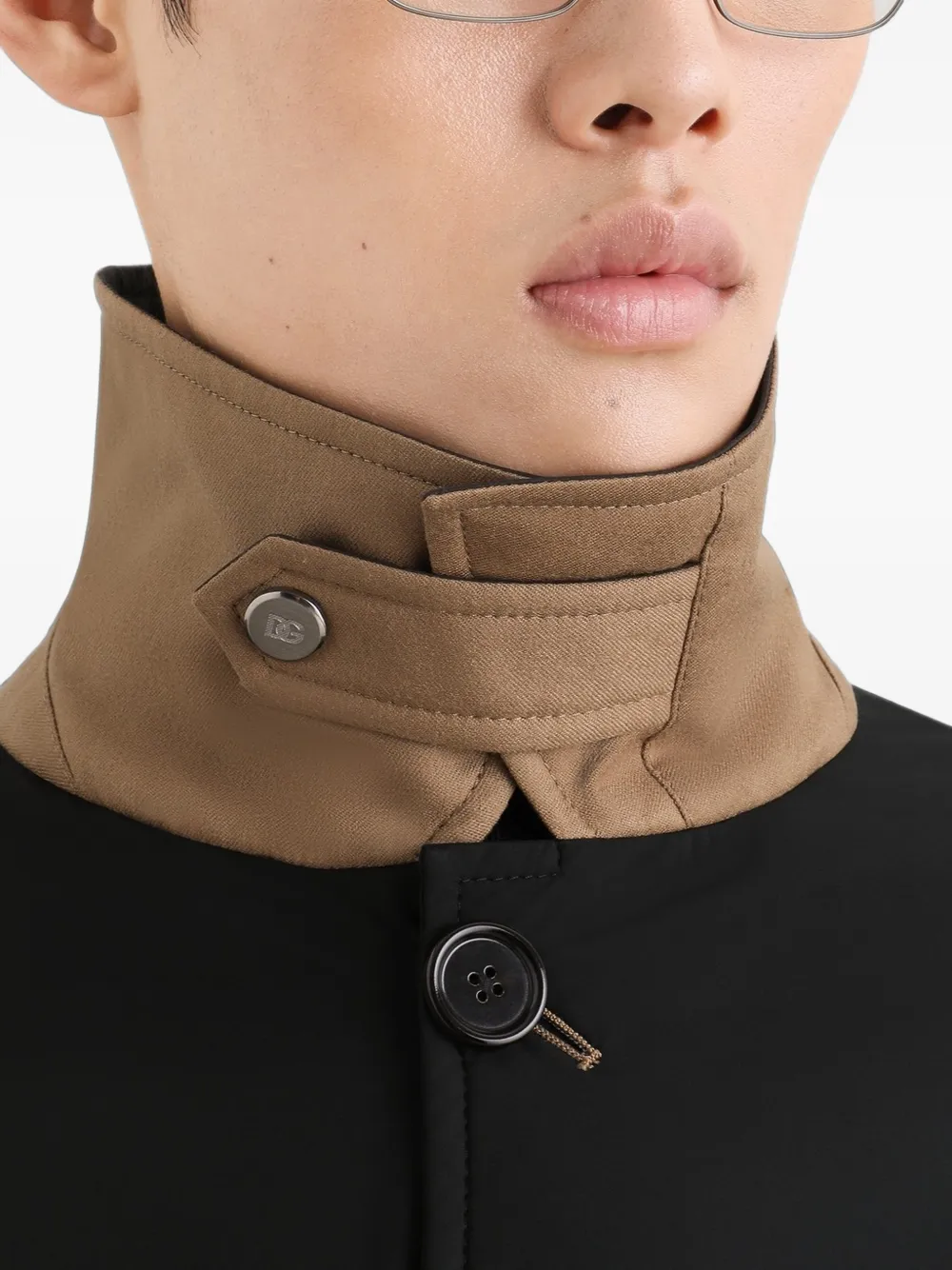 Dolce & Gabbana Nylon trenchcoat met enkele rij knopen Zwart