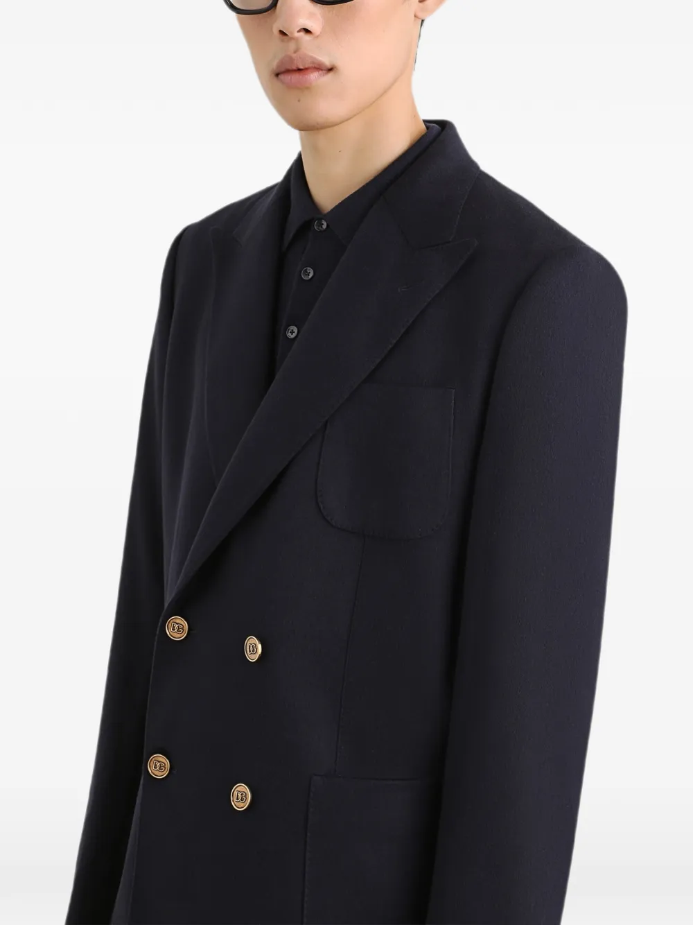 Dolce & Gabbana Portofino jack van kasjmier met dubbele rij knopen Blauw