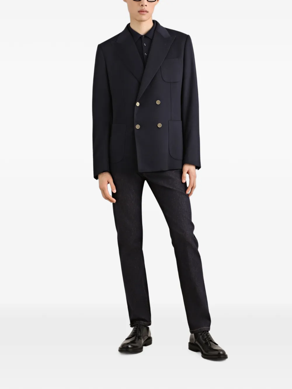 Dolce & Gabbana Portofino jack van kasjmier met dubbele rij knopen Blauw