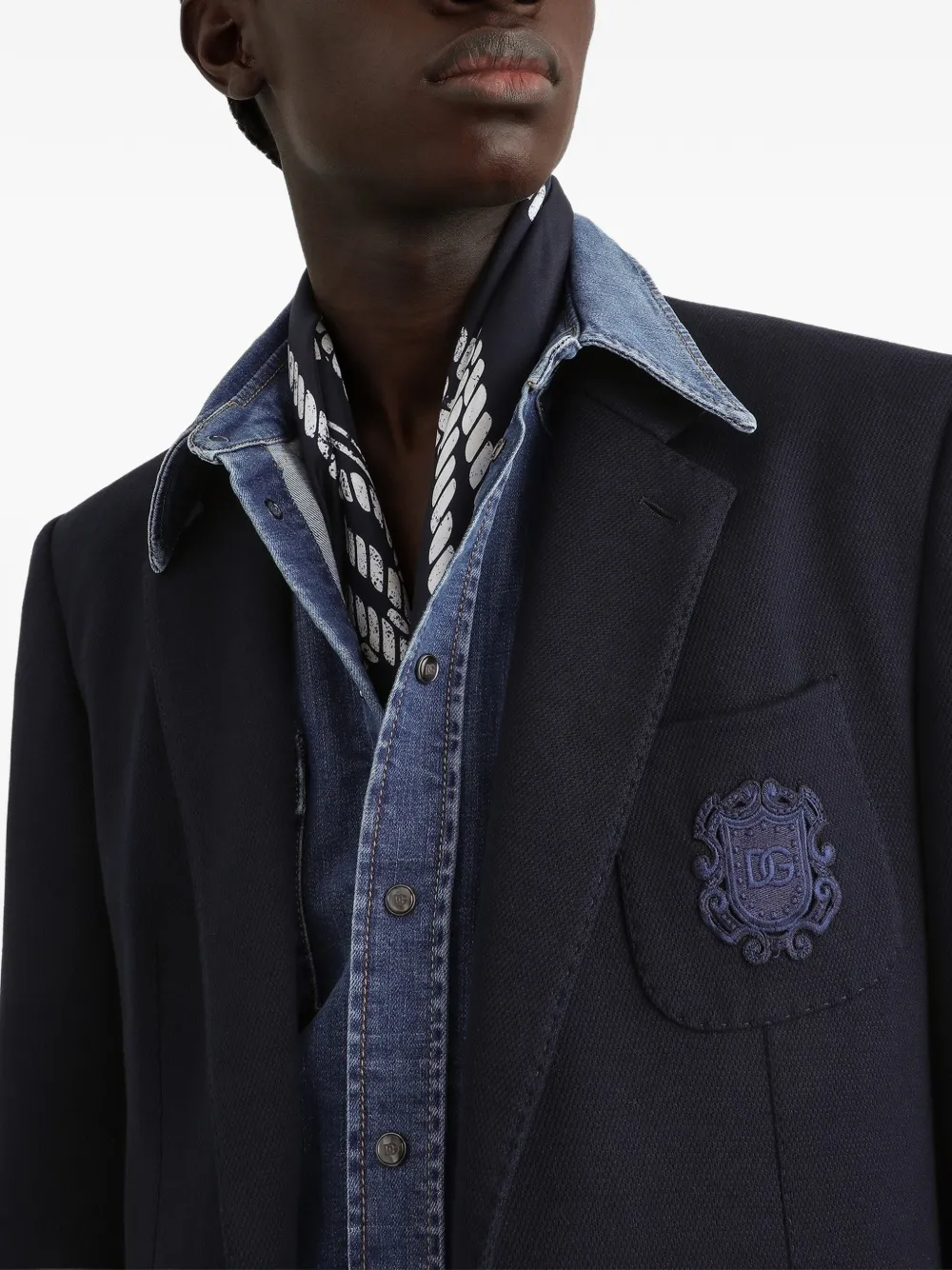 Dolce & Gabbana Portofino jersey blazer met enkele rij knopen Blauw