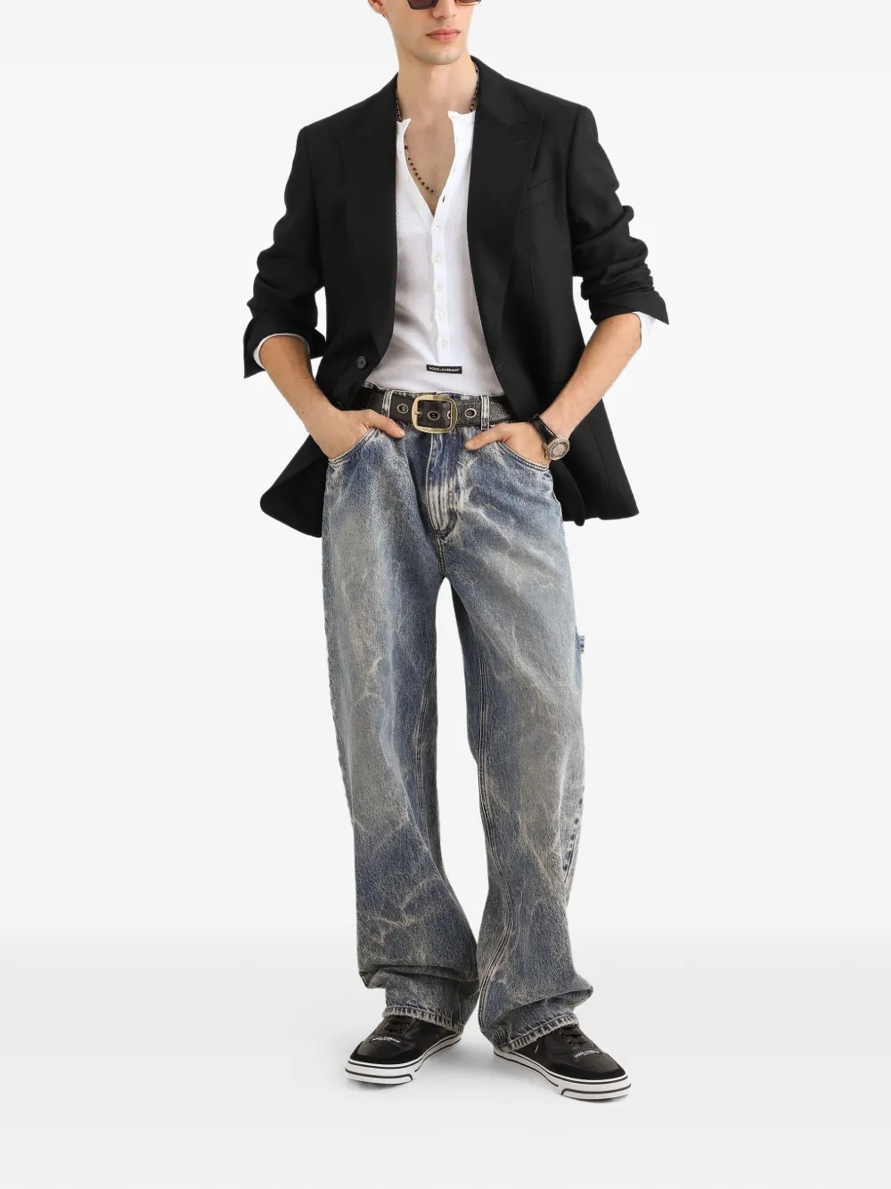 Dolce & Gabbana Sicilia Light viscose blazer met enkele rij knopen Zwart