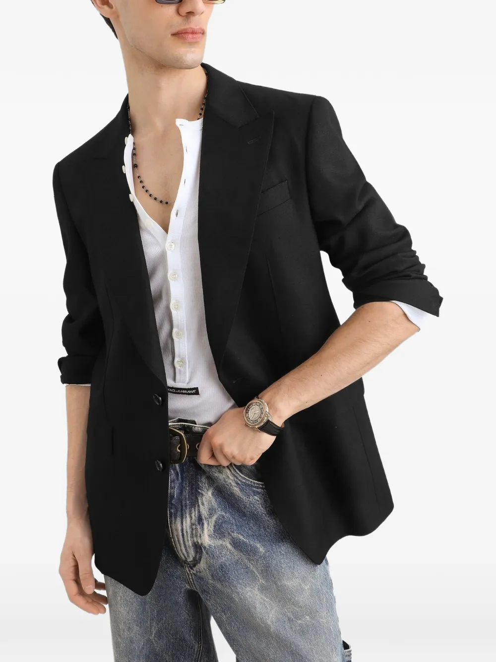 Dolce & Gabbana Sicilia Light viscose blazer met enkele rij knopen Zwart