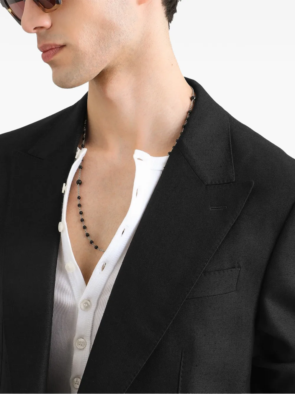 Dolce & Gabbana Sicilia Light viscose blazer met enkele rij knopen Zwart