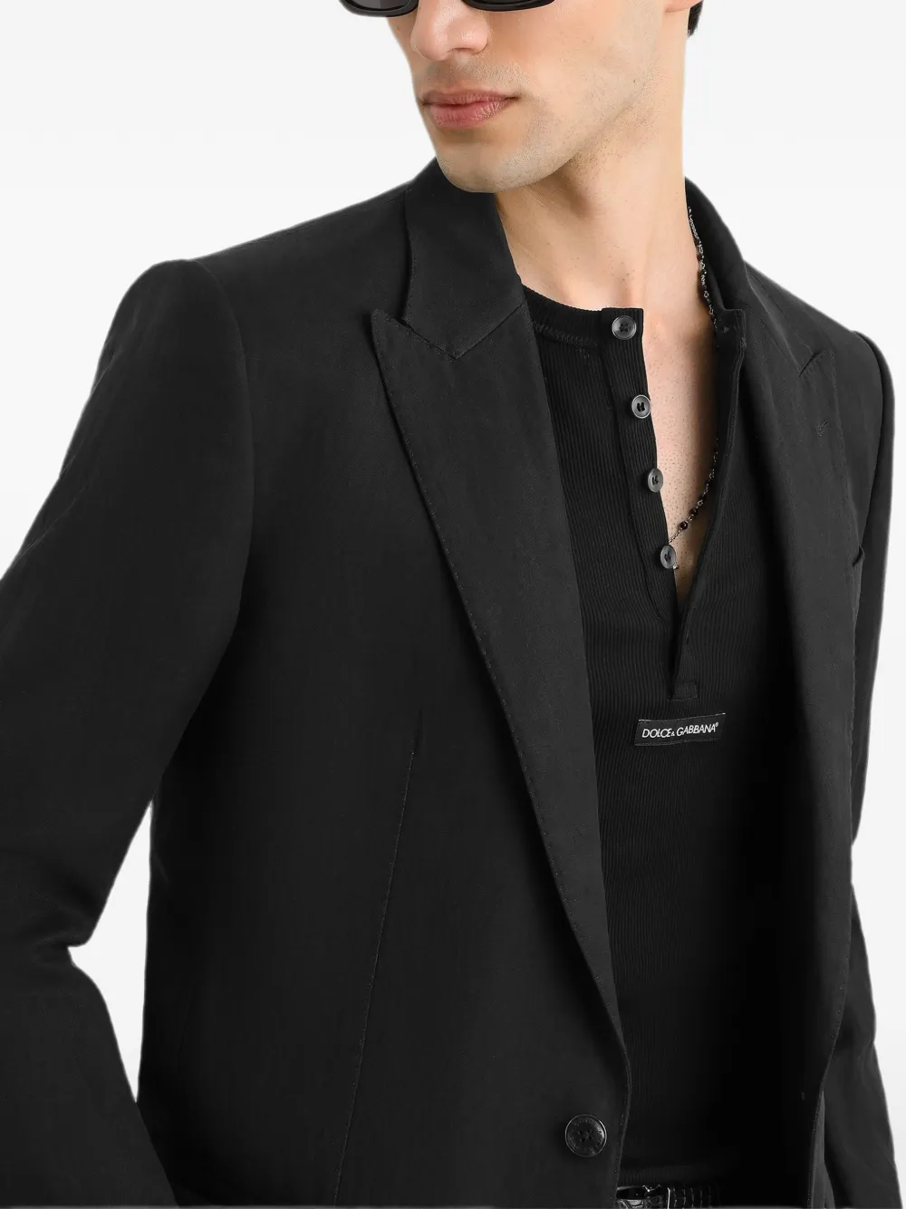 Dolce & Gabbana Martini Light linnen blazer met enkele rij knopen Zwart