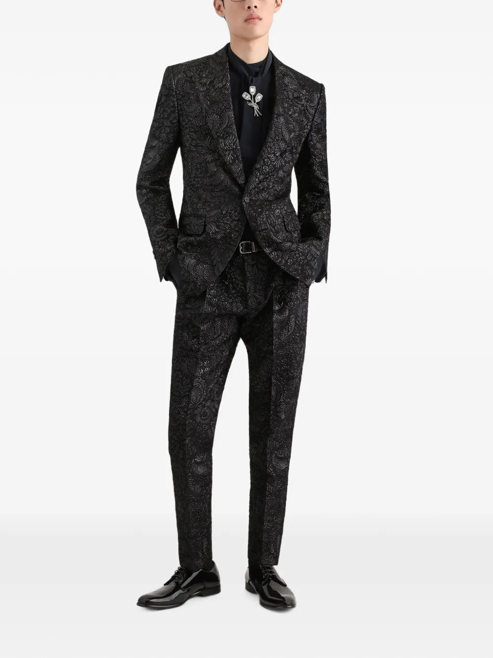 Dolce & Gabbana Sicilia light jack van brokaat met enkele rij knopen Zwart