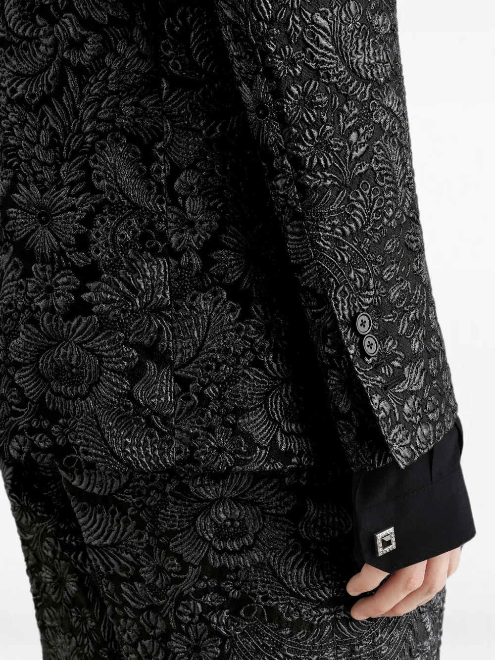 Dolce & Gabbana Sicilia light jack van brokaat met enkele rij knopen Zwart