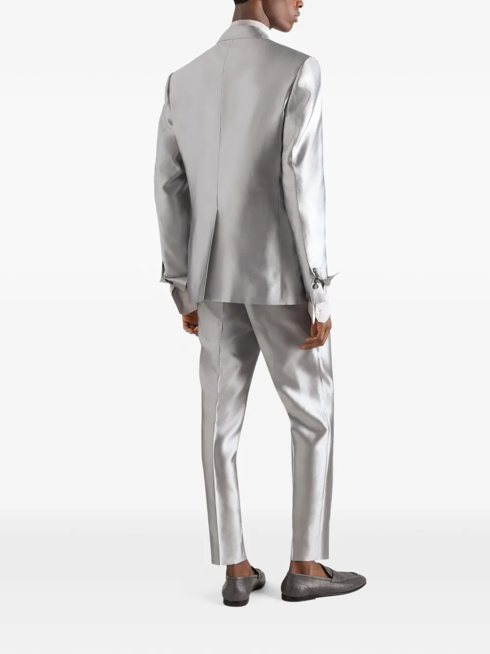 Dolce & Gabbana Sicilia Licht zijden blazer met dubele rij knopen Zilver