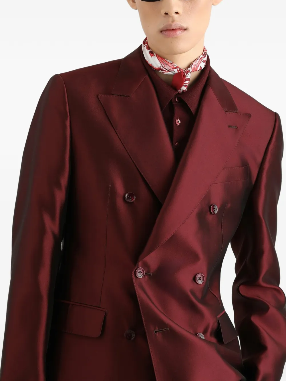 Dolce & Gabbana Sicilia Light zijden blazer met dubbele rij knopen Rood