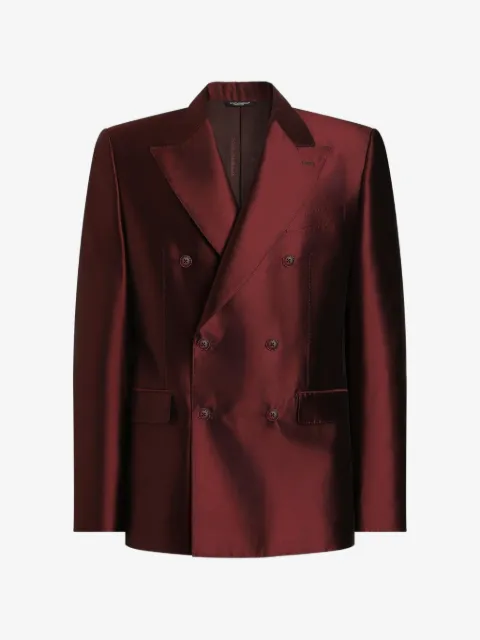Dolce & Gabbana Leichte zweireihige Sicilia Jacke aus Shantung-Seide