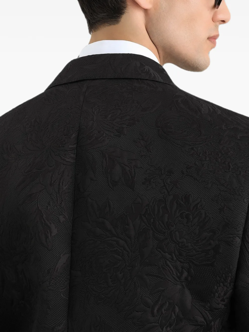 Dolce & Gabbana Sicilia brokaat jack met dubbele rij knopen Zwart