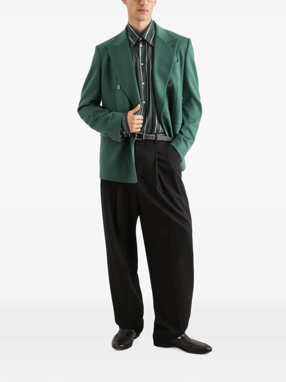 Dolce & Gabbana Sicilia kasjmier jack met dubbele rij knopen Groen