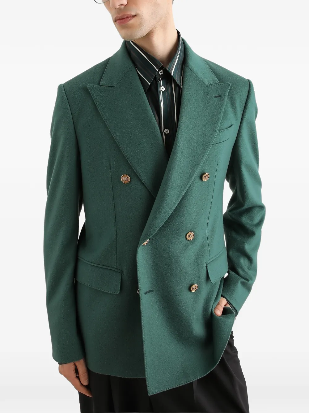 Dolce & Gabbana Sicilia kasjmier jack met dubbele rij knopen Groen