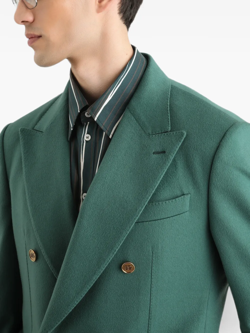 Dolce & Gabbana Sicilia kasjmier jack met dubbele rij knopen Groen