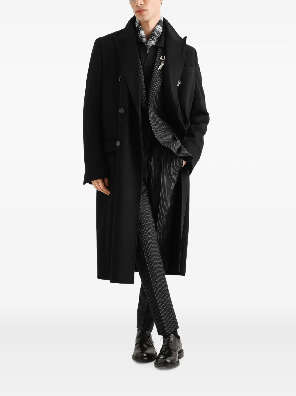 Dolce & Gabbana Martini light single-breasted pinstripe wool jacket Zwart