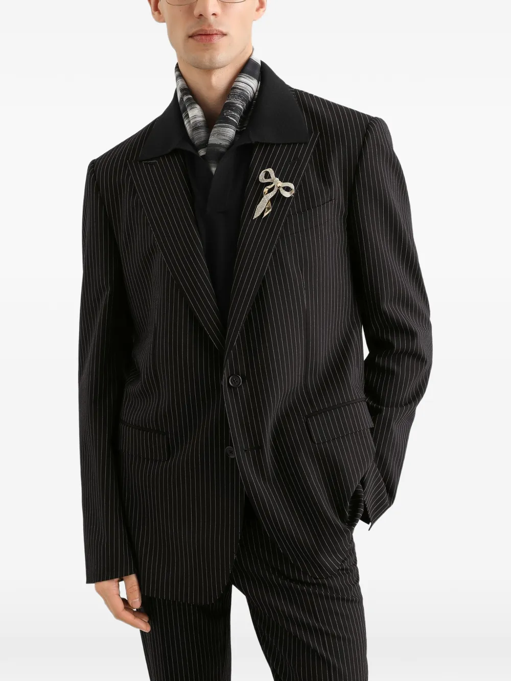 Dolce & Gabbana Martini light single-breasted pinstripe wool jacket Zwart