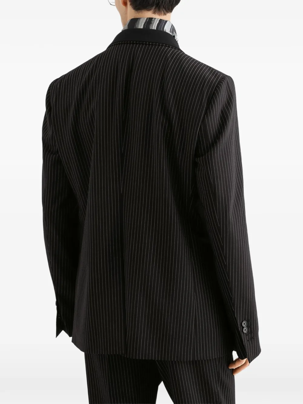 Dolce & Gabbana Martini light single-breasted pinstripe wool jacket Zwart